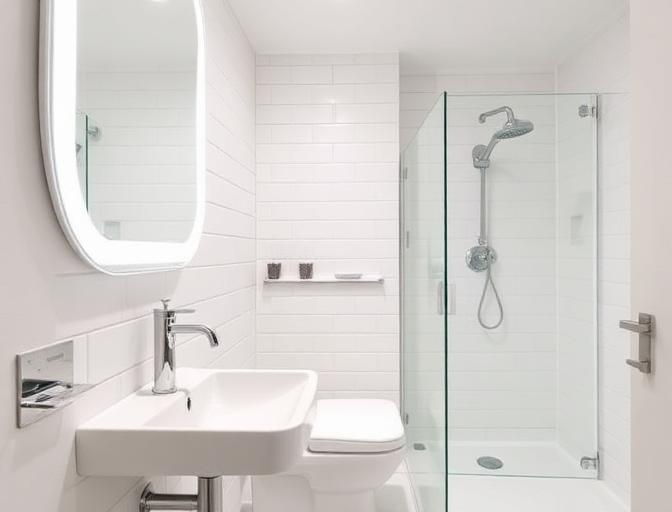 After: Complete plumbing overhaul with modern fixtures