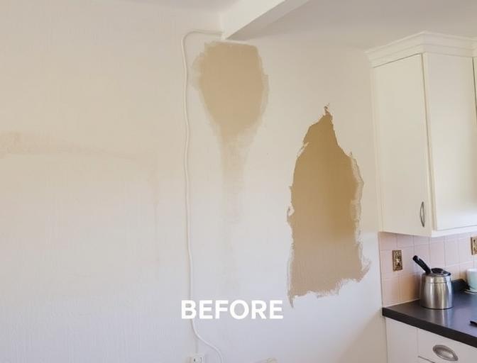 Before: Water leak behind kitchen wall